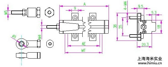 KTM微型拉杆式电子尺安装尺寸图