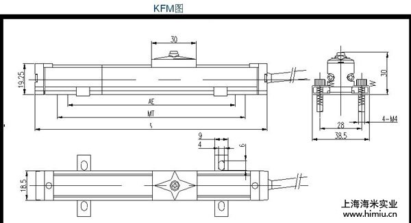 KFM微型滑块式电子尺安装尺寸图